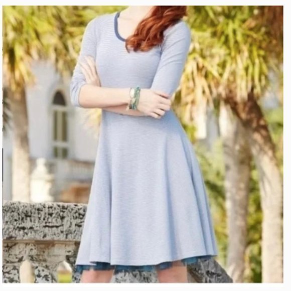 Matilda Jane Between‎ the Lines Fit and Flare Striped Dress Sz. S - Picture 1 of 14